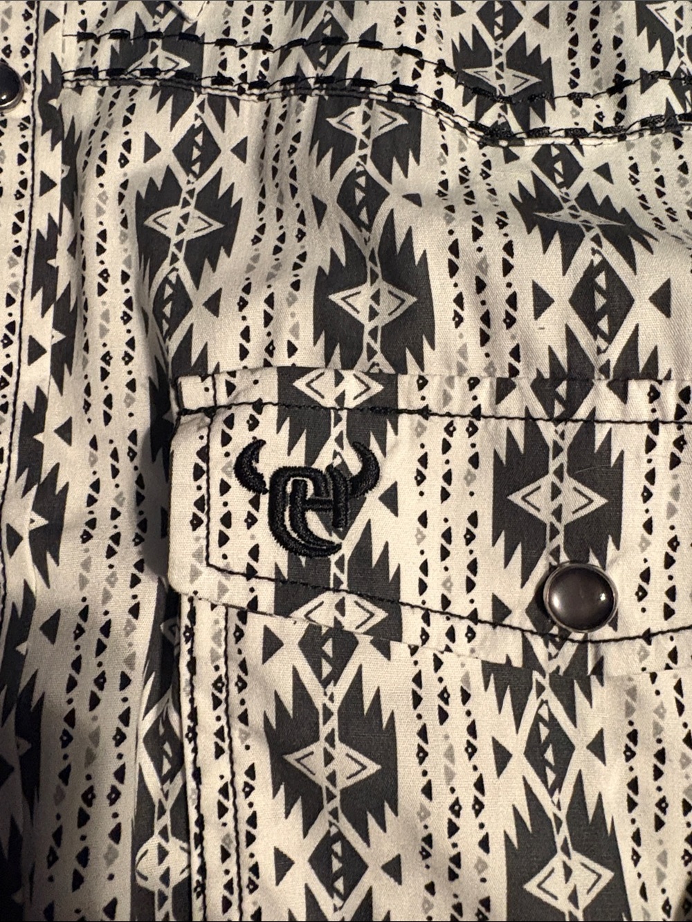 Men's Black&white Aztec western shirt - Picture 4 of 4